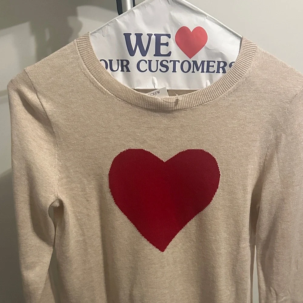 J. Crew Cream Sweater with Red Heart Motif - Picture 4 of 5